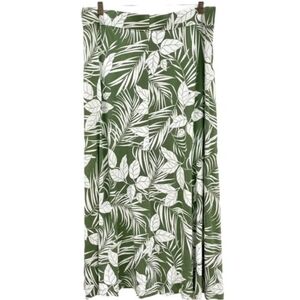 Lands' End Women's Maxi Skirt Green Floral Botanical Print Size Medium (10-12)